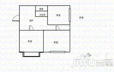 陇中南巷小区2室1厅1卫73㎡户型图