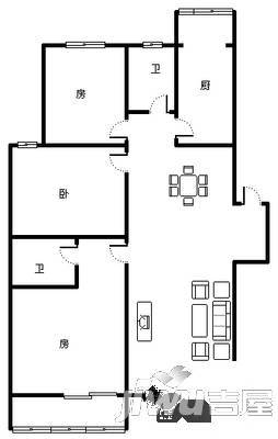 世平小区3室2厅2卫140㎡户型图