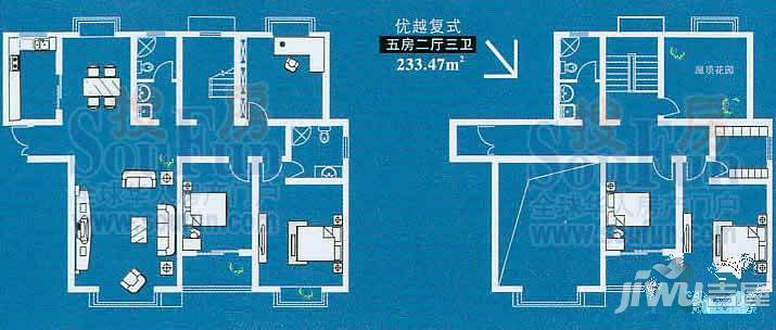 仟禧金泉国际3室2厅2卫138.1㎡户型图