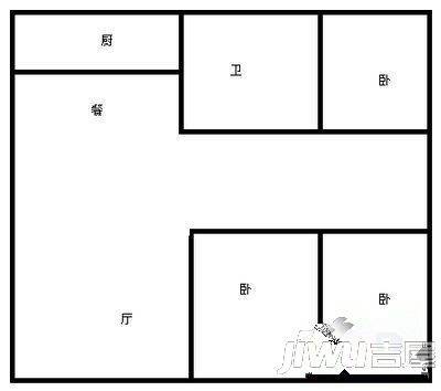 心语雅园2室2厅1卫88㎡户型图