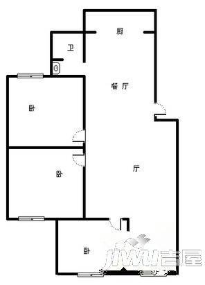 秦江花园3室2厅1卫97㎡户型图