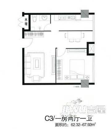 启福中原3室2厅1卫户型图