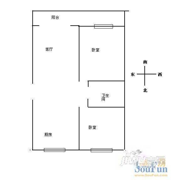 戊丰新城2室2厅1卫户型图