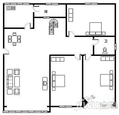 雅居一方2室2厅1卫户型图