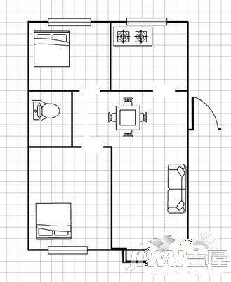 雅居一方2室2厅1卫户型图