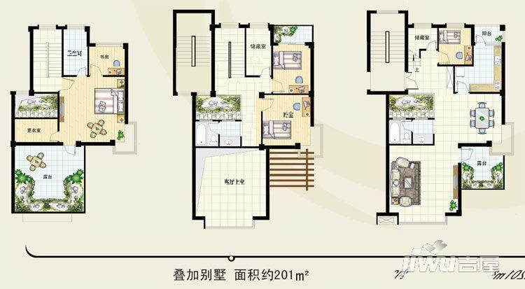 帝苑别墅3室2厅2卫211.1㎡户型图