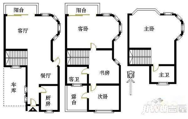 帝苑别墅3室2厅2卫211.1㎡户型图