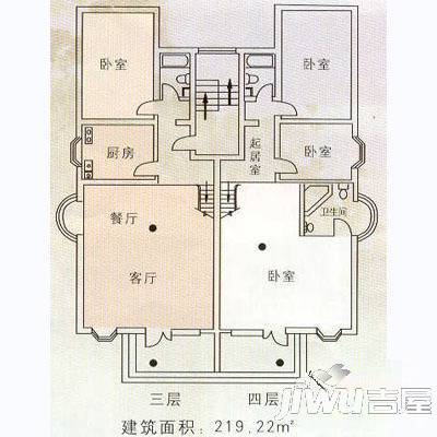 帝苑别墅3室2厅2卫211.1㎡户型图