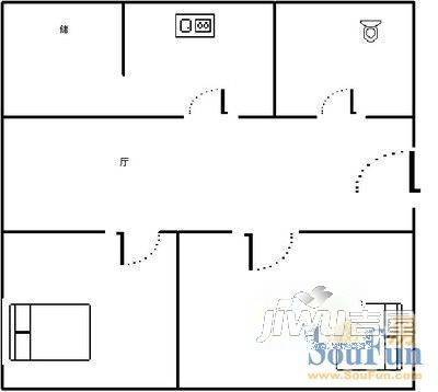 郑州中学家属院2室2厅1卫户型图