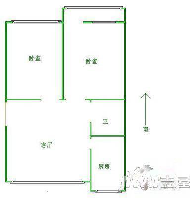 粮运社区2室2厅1卫100㎡户型图