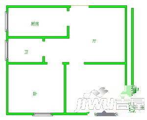 粮运社区2室2厅1卫100㎡户型图