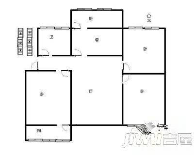 原田花园3室2厅1卫121㎡户型图