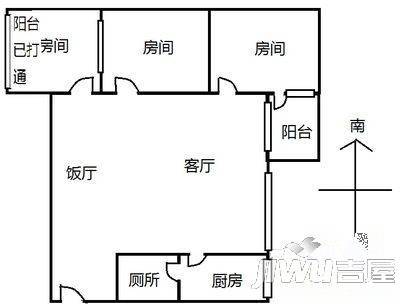 金桂苑2室2厅1卫户型图