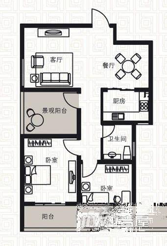 金桂苑2室2厅1卫户型图