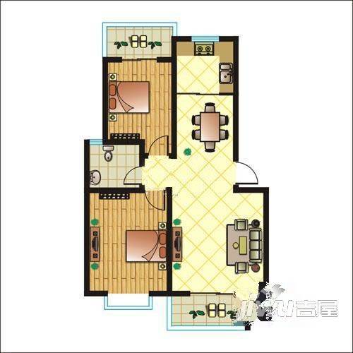 学府名邸2室1厅1卫户型图