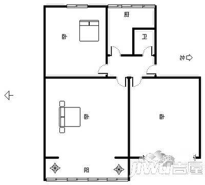 计划路小区2室1厅1卫55㎡户型图