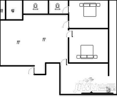 计划路小区2室1厅1卫55㎡户型图