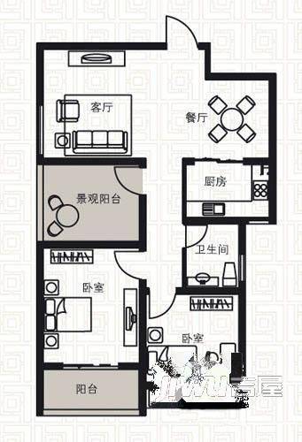 铁道安业家园2室1厅1卫户型图