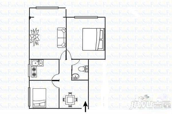 滨河公寓2室2厅1卫户型图