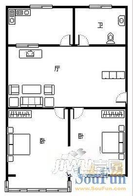 滨河公寓2室2厅1卫户型图