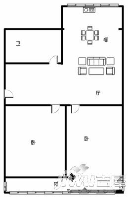 二印家属院2室1厅1卫63㎡户型图