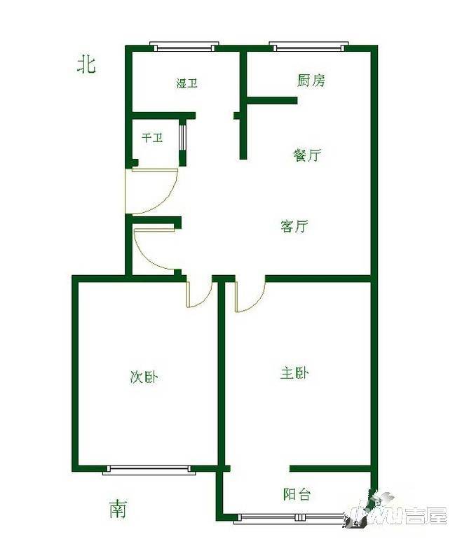 大城小区2室1厅1卫户型图