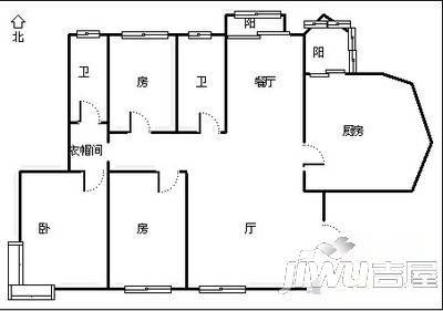 中央特区青春圣地3室2厅2卫143㎡户型图