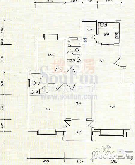 民航花园普通住宅141.1㎡户型图