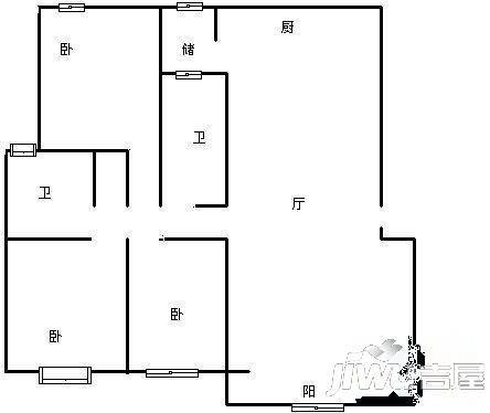 金领时代3室2厅2卫154㎡户型图