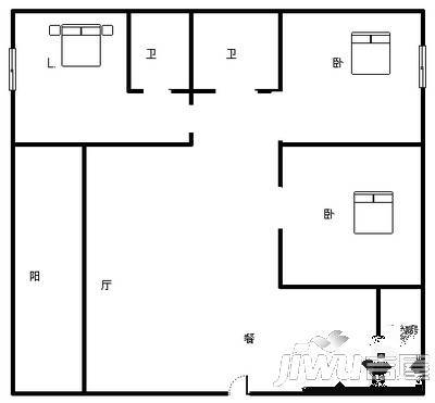 龙湖花园3室2厅2卫138㎡户型图