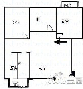 晨曦小区3室1厅1卫94㎡户型图