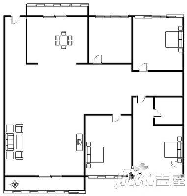 兴达花园3室2厅2卫153㎡户型图