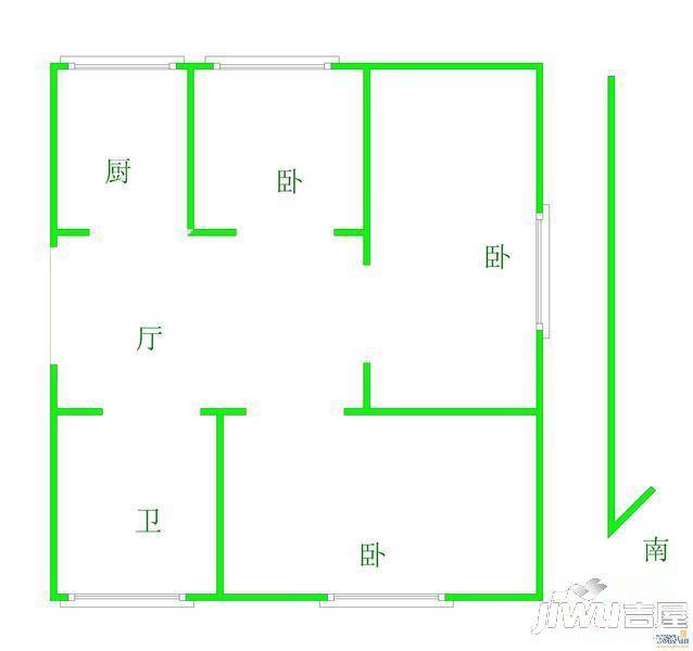 西彩小区3室1厅1卫户型图