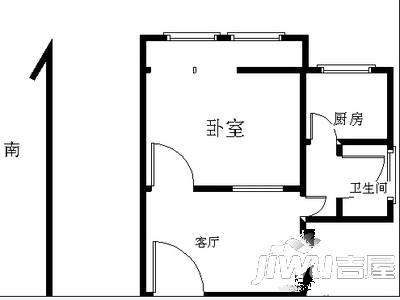 锦绣苑1室1厅1卫41㎡户型图