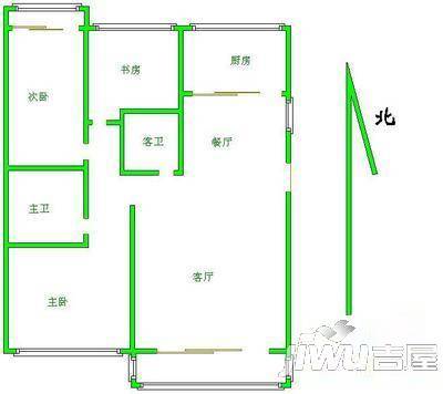 信息技术学院家属院3室2厅1卫80㎡户型图