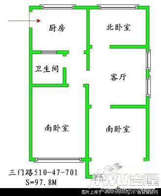 怡景花园3室2厅1卫107㎡户型图