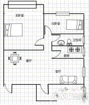 富景花园3室1厅1卫户型图