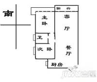 金桥小区2室2厅1卫77㎡户型图