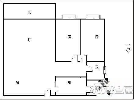 克拉城2室1厅1卫87㎡户型图
