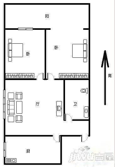 万翔公寓2室1厅1卫户型图