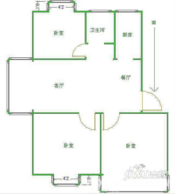 康居东瑞佳苑2室2厅1卫户型图