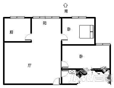 择邻青年首宅1室1厅1卫52.3㎡户型图