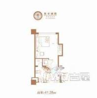 凯宾国际1室1厅1卫41.4㎡户型图