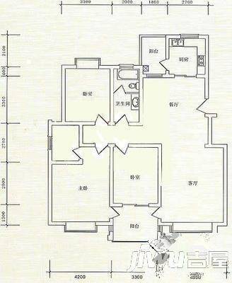 鑫苑名家3室2厅2卫135㎡户型图