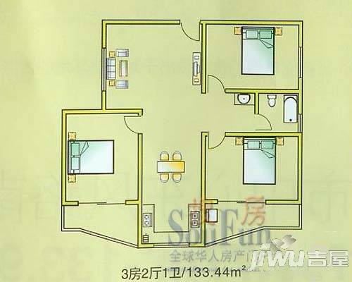 通达春天3室2厅1卫户型图