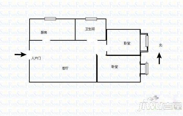 亚新美好时光2室2厅1卫89㎡户型图