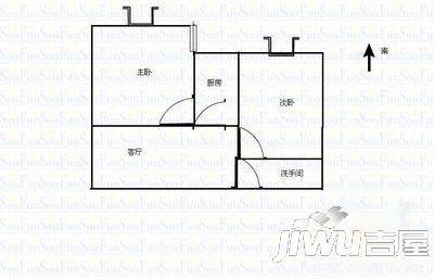 心语雅园2室2厅1卫88㎡户型图