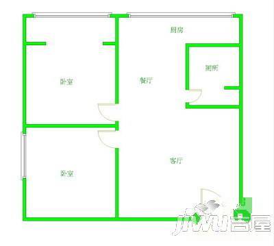 心语雅园2室2厅1卫88㎡户型图