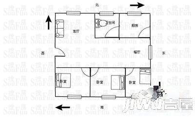 金水商业银行家属院3室2厅2卫133㎡户型图