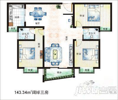 燕凤小区3室1厅1卫83㎡户型图